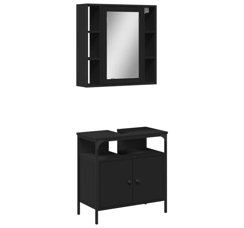 vidaXL Badezimmer-Set 2-tlg. Schwarz Holzwerkstoff - Bild 2