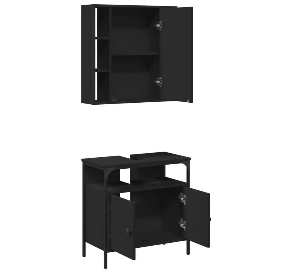 vidaXL Badezimmer-Set 2-tlg. Schwarz Holzwerkstoff - Bild 5