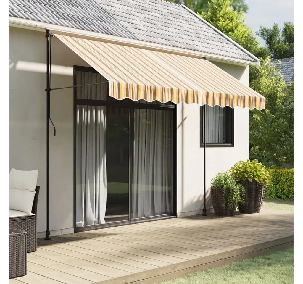 vidaXL Markisenvolant Gelb Grau Gestreift 300 cm