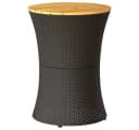 vidaXL Gartentisch Trommelform Schwarz Poly Rattan Massivholz Bild 2