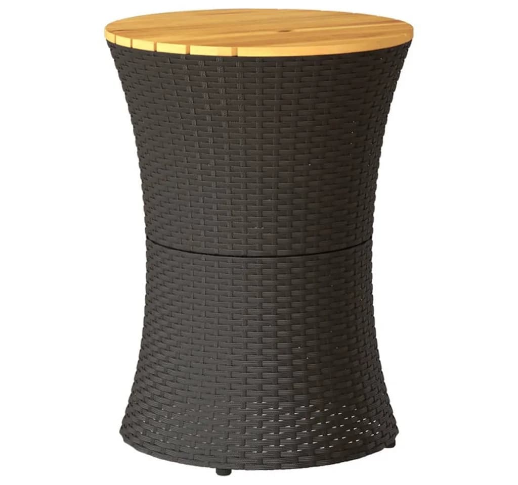 vidaXL Gartentisch Trommelform Schwarz Poly Rattan Massivholz - Bild 2