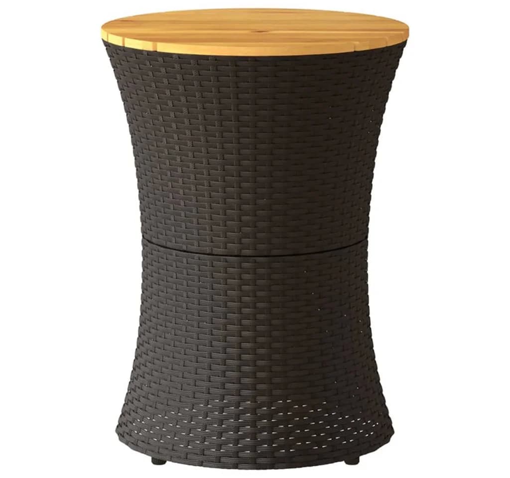vidaXL Gartentisch Trommelform Schwarz Poly Rattan Massivholz - Bild 4