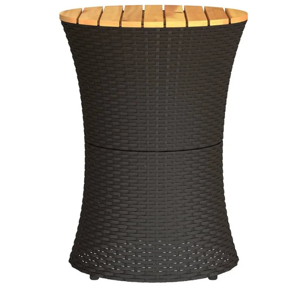 vidaXL Gartentisch Trommelform Schwarz Poly Rattan Massivholz - Bild 5