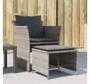 vidaXL Gartenstuhl mit Fußhocker Grau Poly Rattan Bild 1