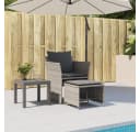 vidaXL Gartenstuhl mit Fußhocker Grau Poly Rattan Bild 3