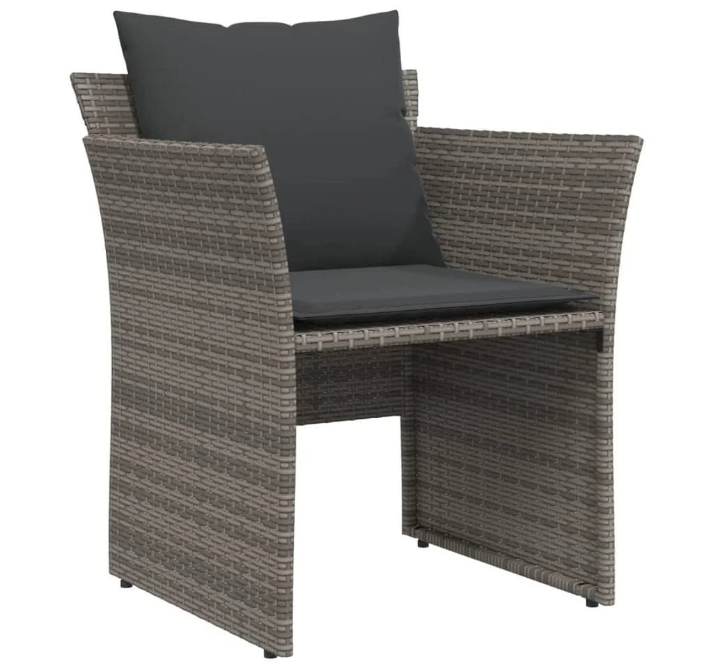 vidaXL Gartenstuhl mit Fußhocker Grau Poly Rattan - Bild 4