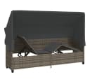 vidaXL Gartenliege mit Dach und Kissen Grau PE-Rattan Bild 5