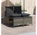 vidaXL Gartenlounge-Set 4-tlg. Grau Poly Rattan mit Kissen Bild 1