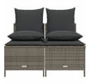 vidaXL Gartenlounge-Set 4-tlg. Grau Poly Rattan mit Kissen Bild 3