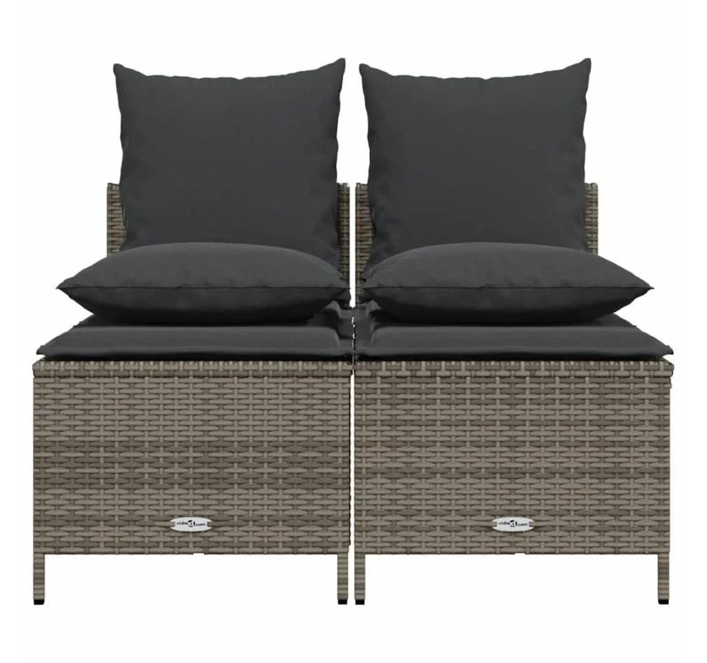 vidaXL Gartenlounge-Set 4-tlg. Grau Poly Rattan mit Kissen - Bild 3
