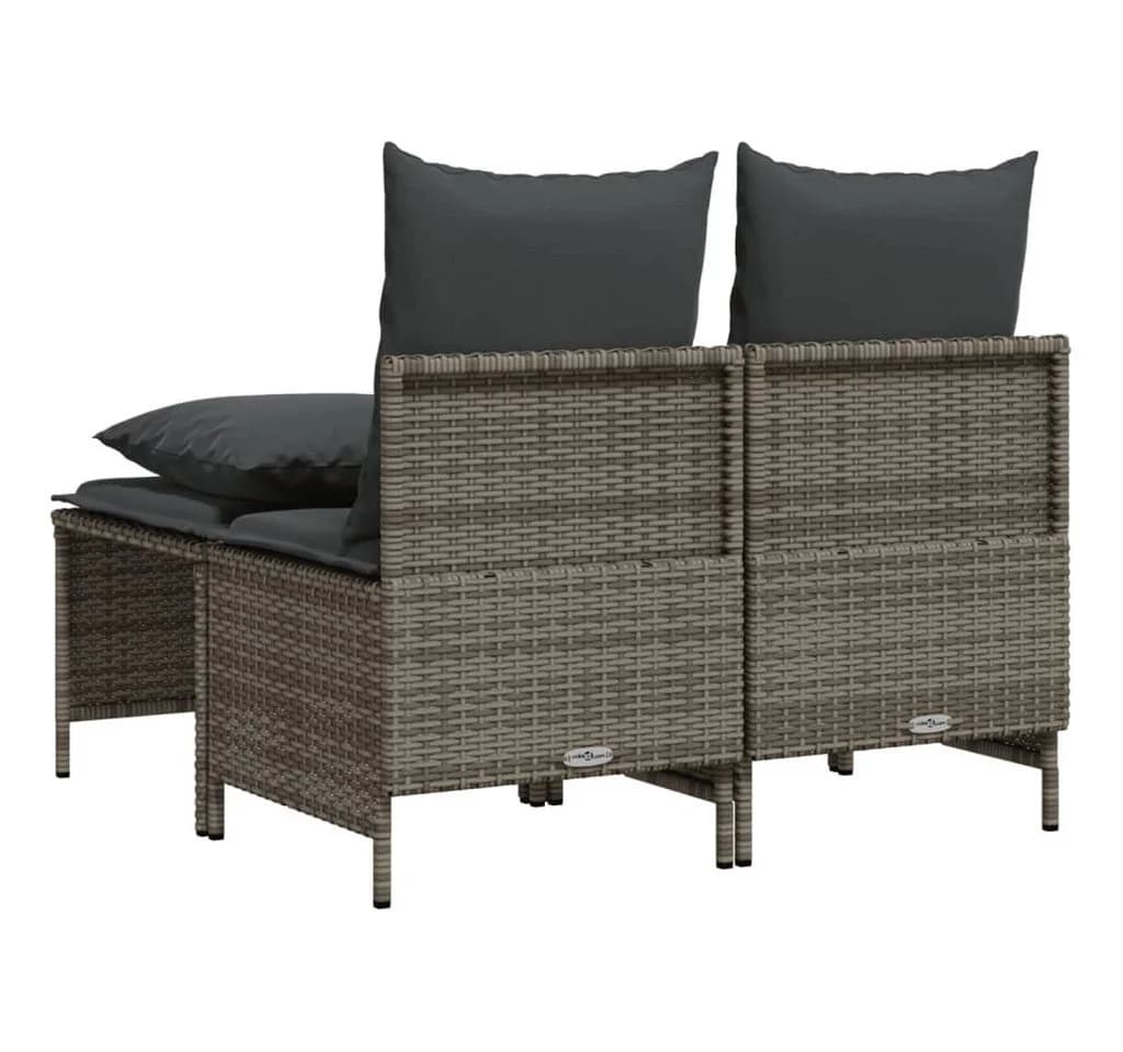 vidaXL Gartenlounge-Set 4-tlg. Grau Poly Rattan mit Kissen - Bild 5