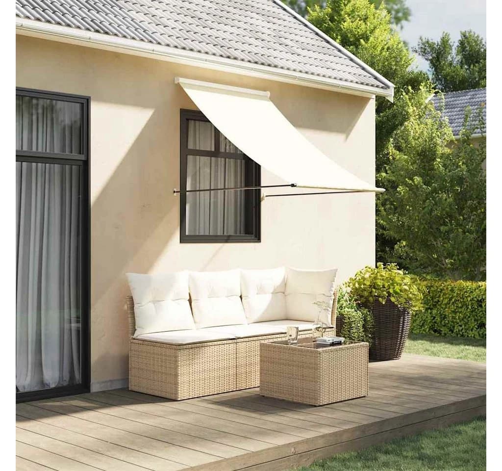 vidaXL Einziehmarkise Creme 100x150 cm mit Stahlrahmen