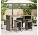 vidaXL Garten-Barhocker 4-tlg. Grau PE-Rattan mit Kissen Bild 1