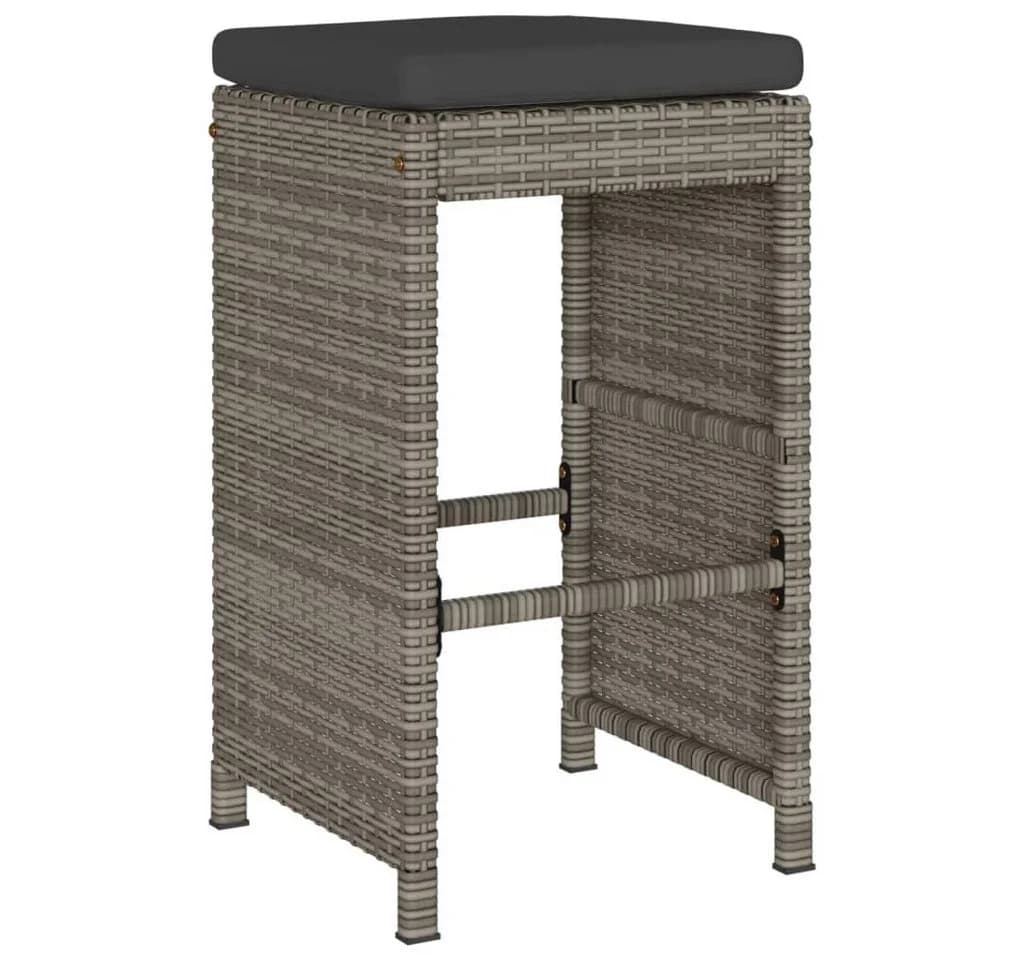 vidaXL Garten-Barhocker 4-tlg. Grau PE-Rattan mit Kissen - Bild 3