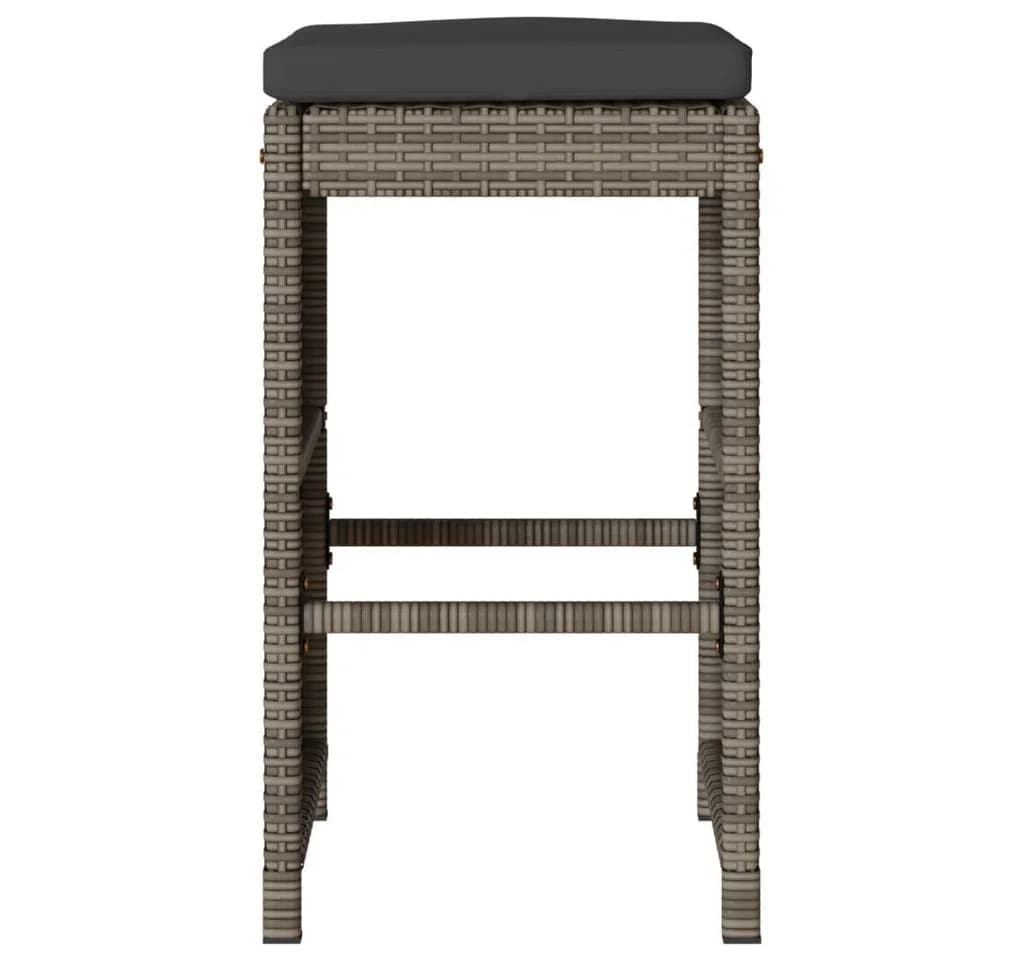 vidaXL Garten-Barhocker 4-tlg. Grau PE-Rattan mit Kissen - Bild 4