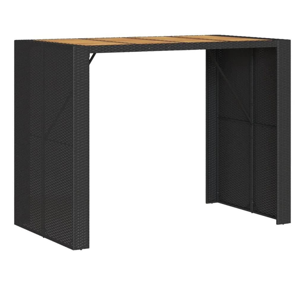 vidaXL Gartentisch mit Holzplatte Schwarz PE-Rattan - Bild 2