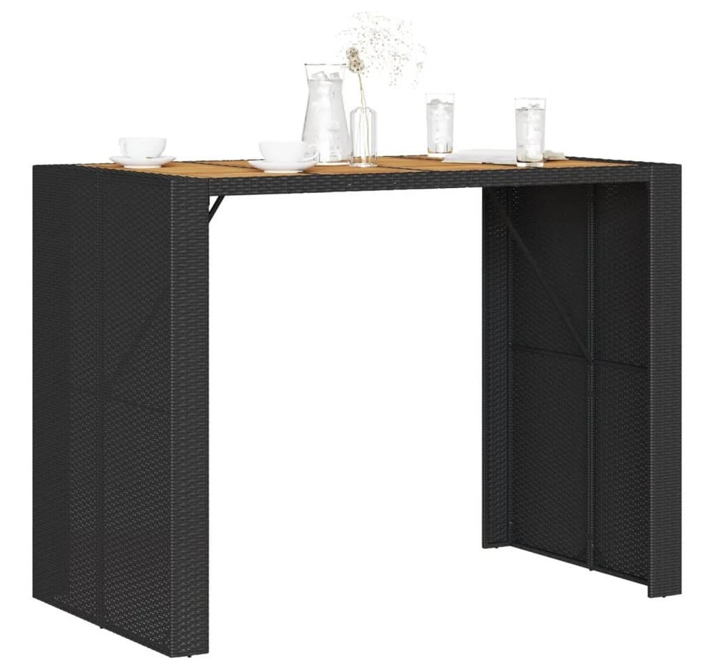 vidaXL Gartentisch mit Holzplatte Schwarz PE-Rattan - Bild 4