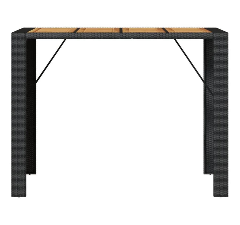 vidaXL Gartentisch mit Holzplatte Schwarz PE-Rattan - Bild 5