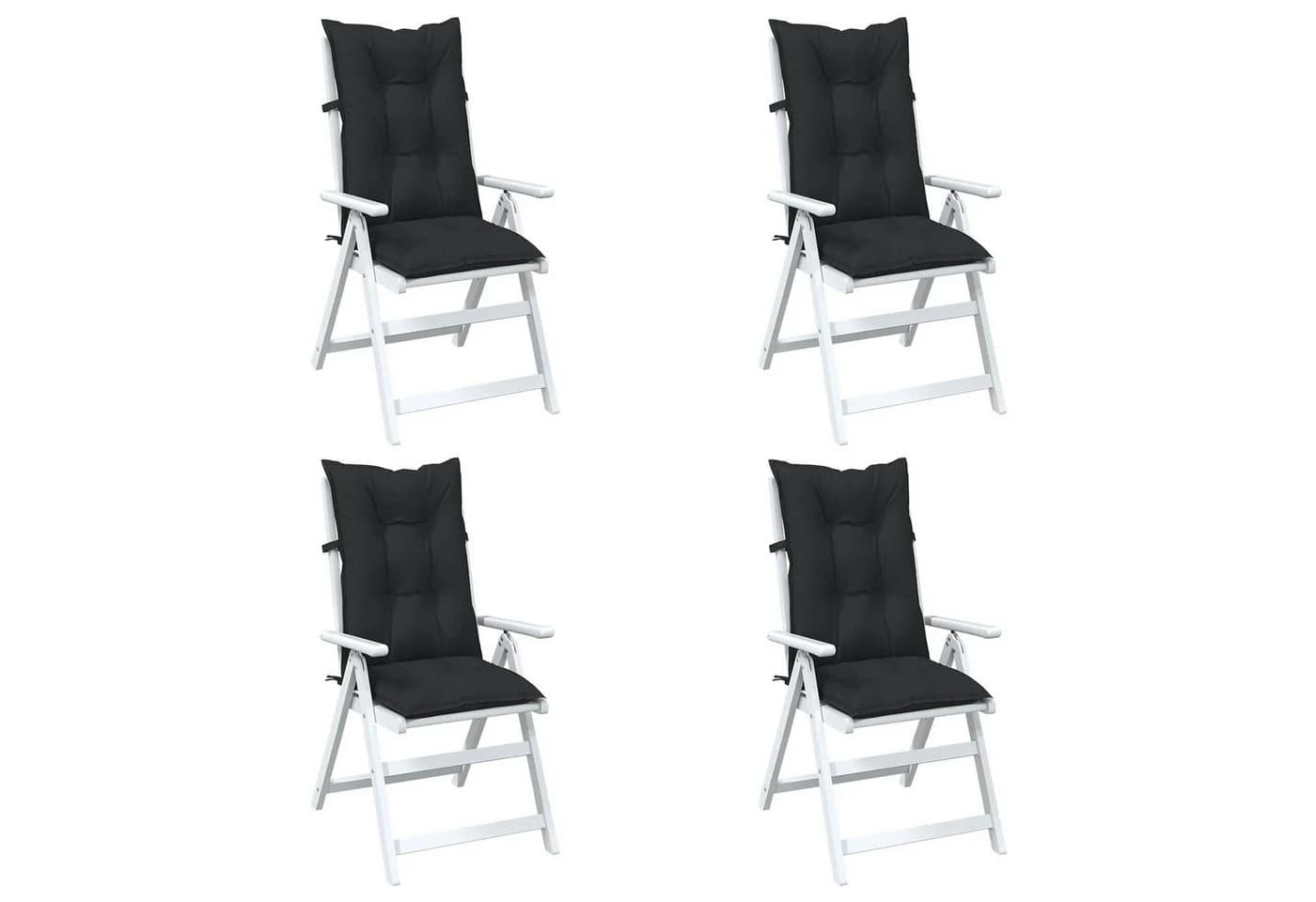 vidaXL Sitzauflage Set Hochlehner-Stuhlkissen 4 St. Schwarz Polyester - Bild 3