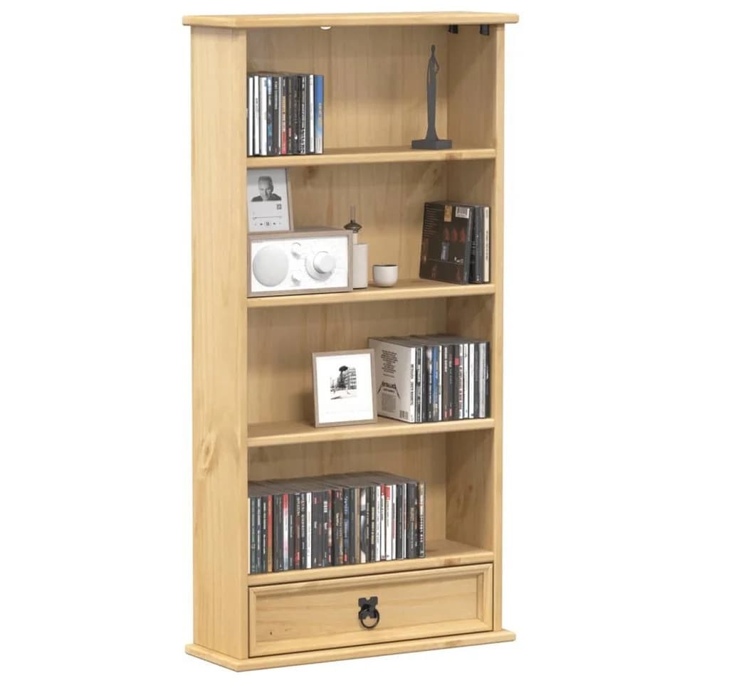 vidaXL Bücherregal CD-Schrank Corona Massivholz Kiefer Rustikal