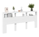 vidaXL LED-Kopfteil mit Ablagen und USB-Anschluss Weiß Bild 4