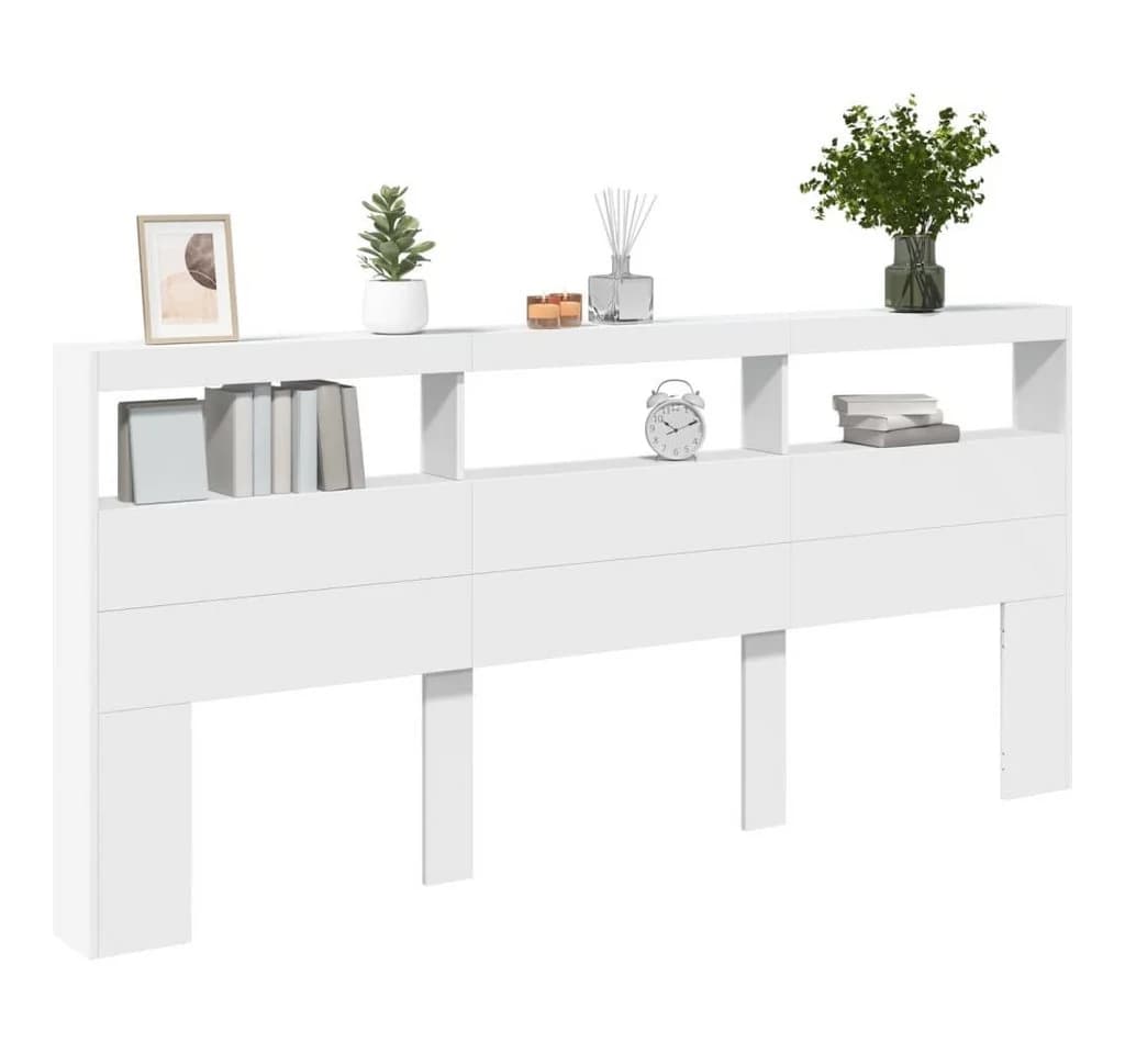 vidaXL LED-Kopfteil mit Ablagen und USB-Anschluss Weiß - Bild 4