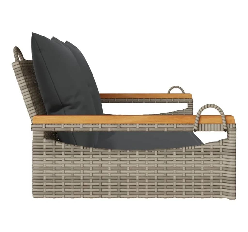 vidaXL Hängebank mit Kissen Grau Poly-Rattan - Bild 5