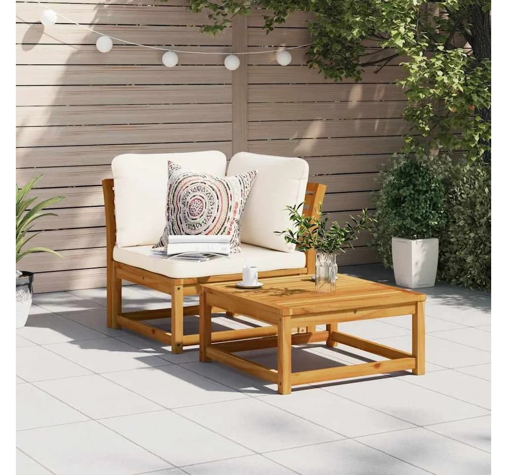 vidaXL Garten-Ecksofa Element mit Kissen Massivholz Beige