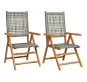 vidaXL Gartenstuhl 2er-Set Grau Massivholz Poly Rattan klappbar Bild 2