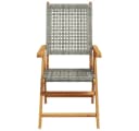 vidaXL Gartenstuhl 2er-Set Grau Massivholz Poly Rattan klappbar Bild 5