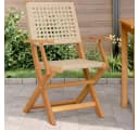 vidaXL Gartenstuhl 2er-Set Beige Massivholz Poly Rattan Klappbar Bild 1