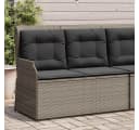 vidaXL Gartenbank Verstellbar mit Kissen Grau Poly Rattan Bild 1