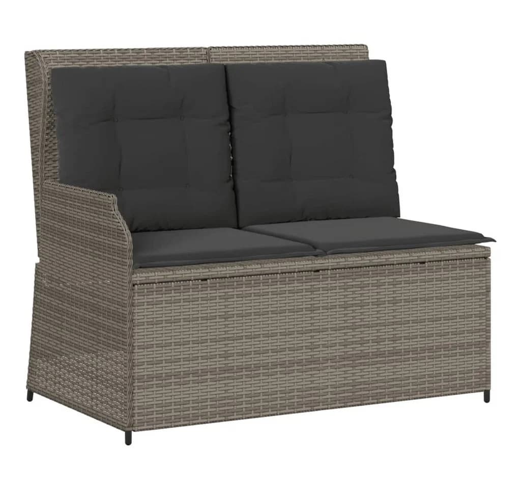 vidaXL Gartenbank Verstellbar mit Kissen Grau Poly Rattan - Bild 2