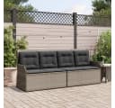 vidaXL Gartenbank Verstellbar mit Kissen Grau Poly Rattan Bild 3