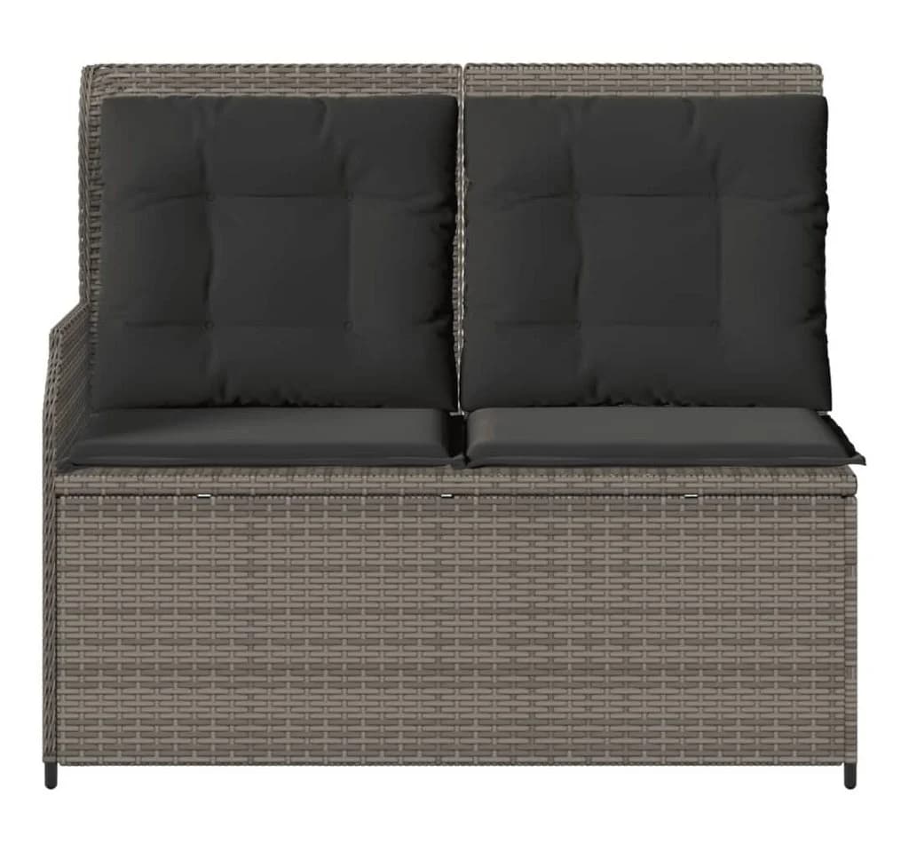 vidaXL Gartenbank Verstellbar mit Kissen Grau Poly Rattan - Bild 4