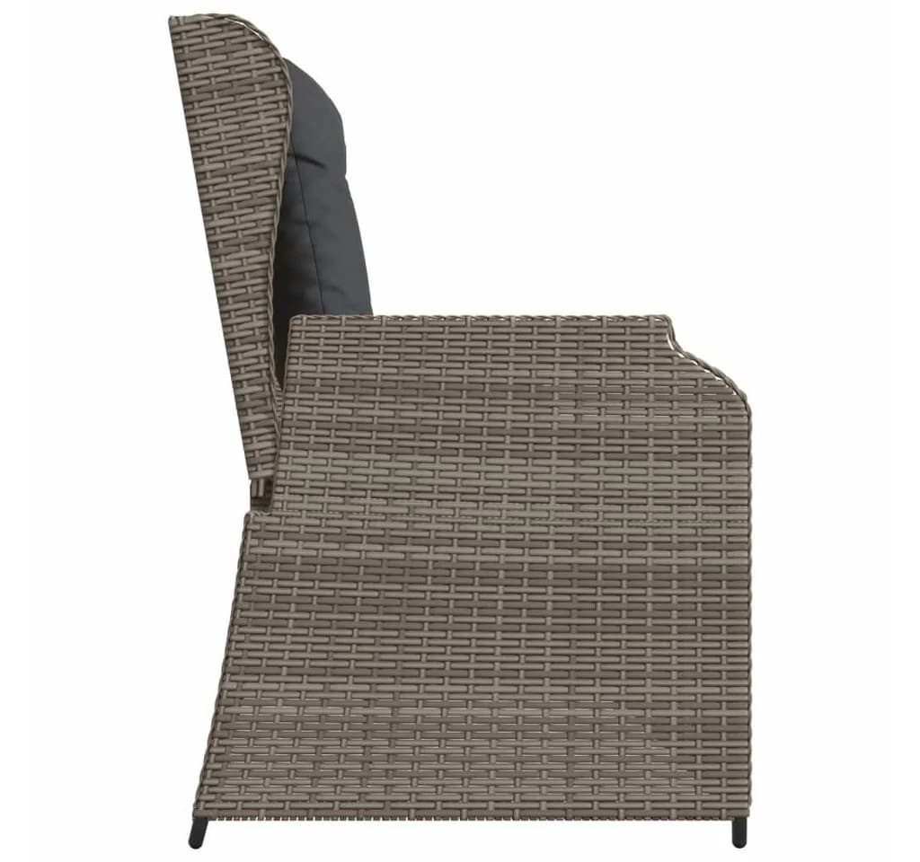 vidaXL Gartenbank Verstellbar mit Kissen Grau Poly Rattan - Bild 5