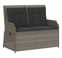vidaXL Gartenbank Verstellbar mit Kissen Grau PE-Rattan Bild 2