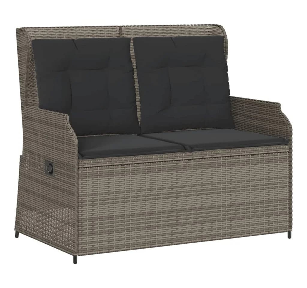 vidaXL Gartenbank Verstellbar mit Kissen Grau PE-Rattan - Bild 2