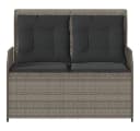 vidaXL Gartenbank Verstellbar mit Kissen Grau PE-Rattan Bild 4