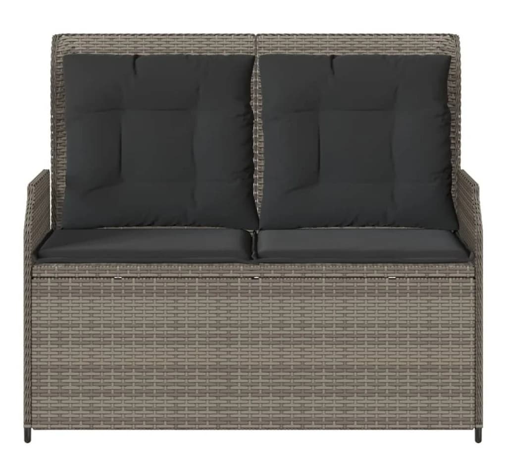 vidaXL Gartenbank Verstellbar mit Kissen Grau PE-Rattan - Bild 4