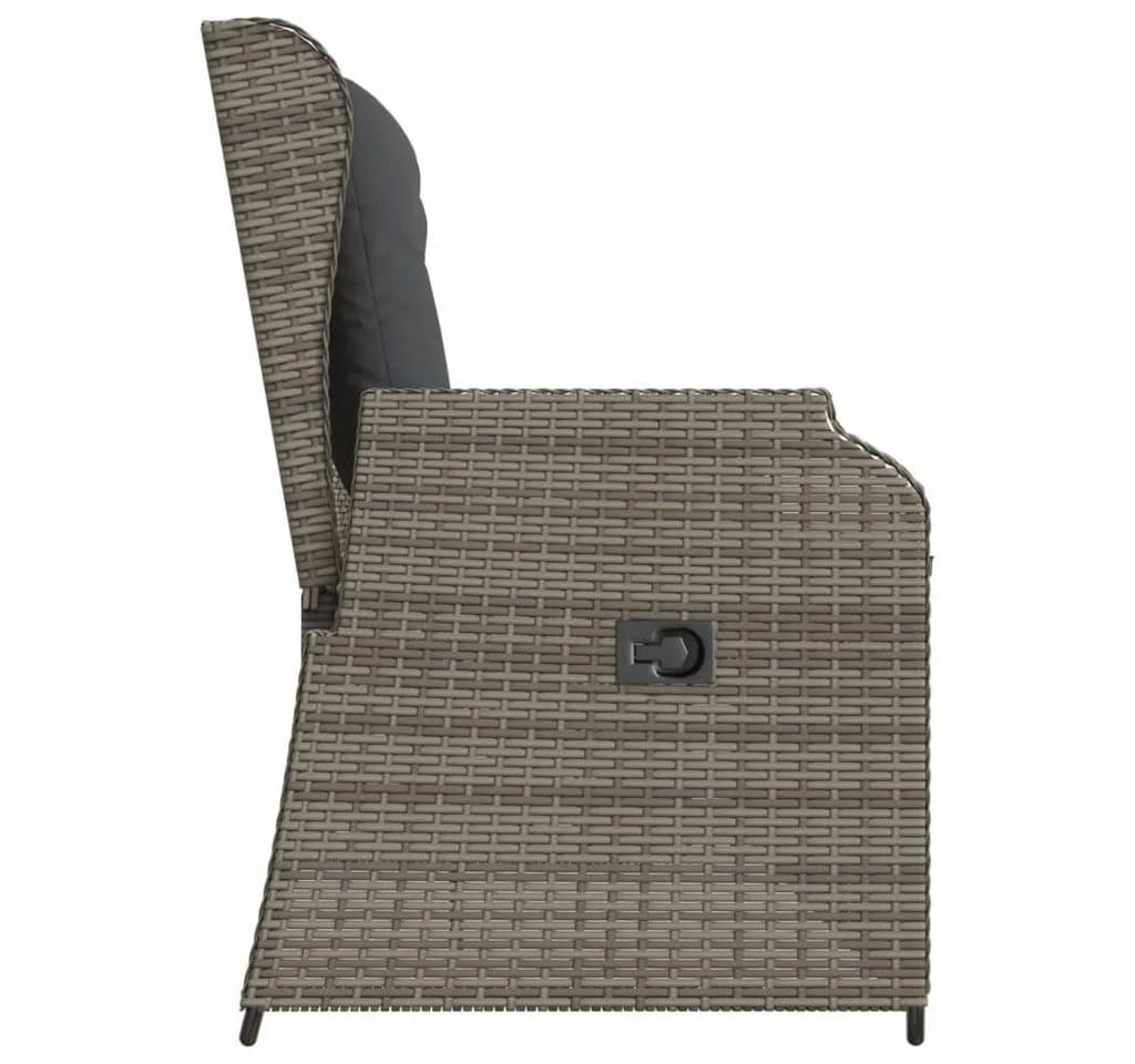 vidaXL Gartenbank Verstellbar mit Kissen Grau PE-Rattan - Bild 5