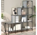 vidaXL Bücherregal Grau Treppenform Holzwerkstoff Metall Bild 1