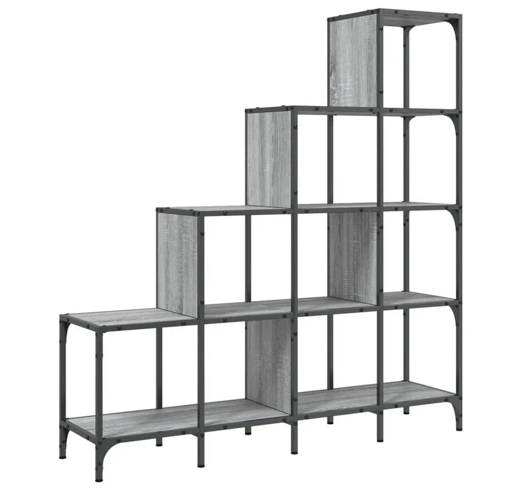 vidaXL Bücherregal Grau Treppenform Holzwerkstoff Metall - Bild 2