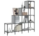 vidaXL Bücherregal Grau Treppenform Holzwerkstoff Metall Bild 4