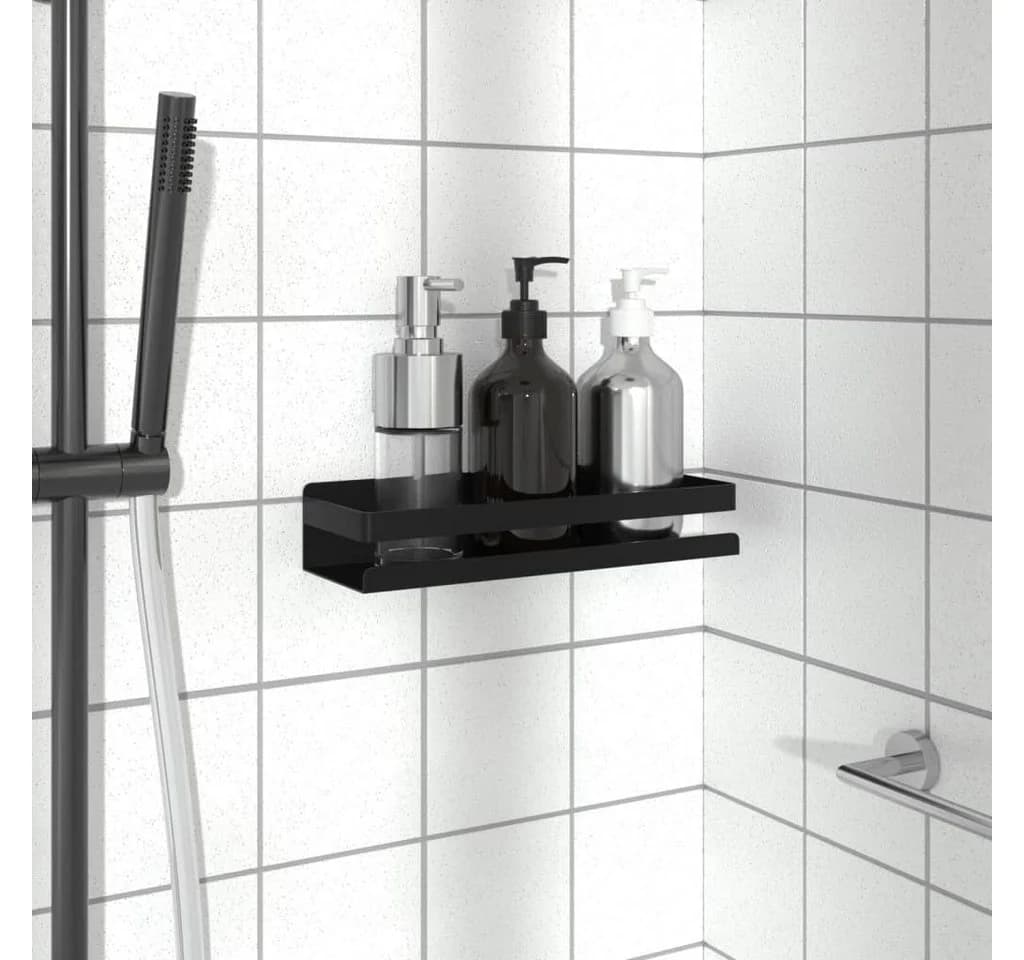 vidaXL Duschablage Mattschwarz Edelstahl 304 Wandregal Bad