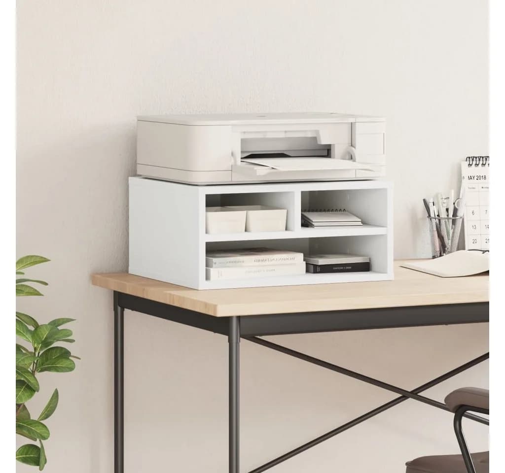 vidaXL Druckerständer Weiß Holzwerkstoff Multifunktionaler Organizer - Bild 3