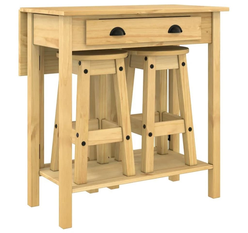 vidaXL Bar-Set 3-tlg. Kiefernholz massiv mit klappbarem Tisch - Bild 2