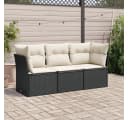 vidaXL Gartenlounge-Set 3-tlg. Schwarz Poly Rattan mit Kissen Bild 1