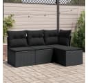 vidaXL Gartenlounge-Set 4-tlg. Schwarz Poly Rattan mit Kissen Bild 1