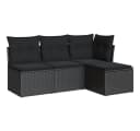 vidaXL Gartenlounge-Set 4-tlg. Schwarz Poly Rattan mit Kissen Bild 2